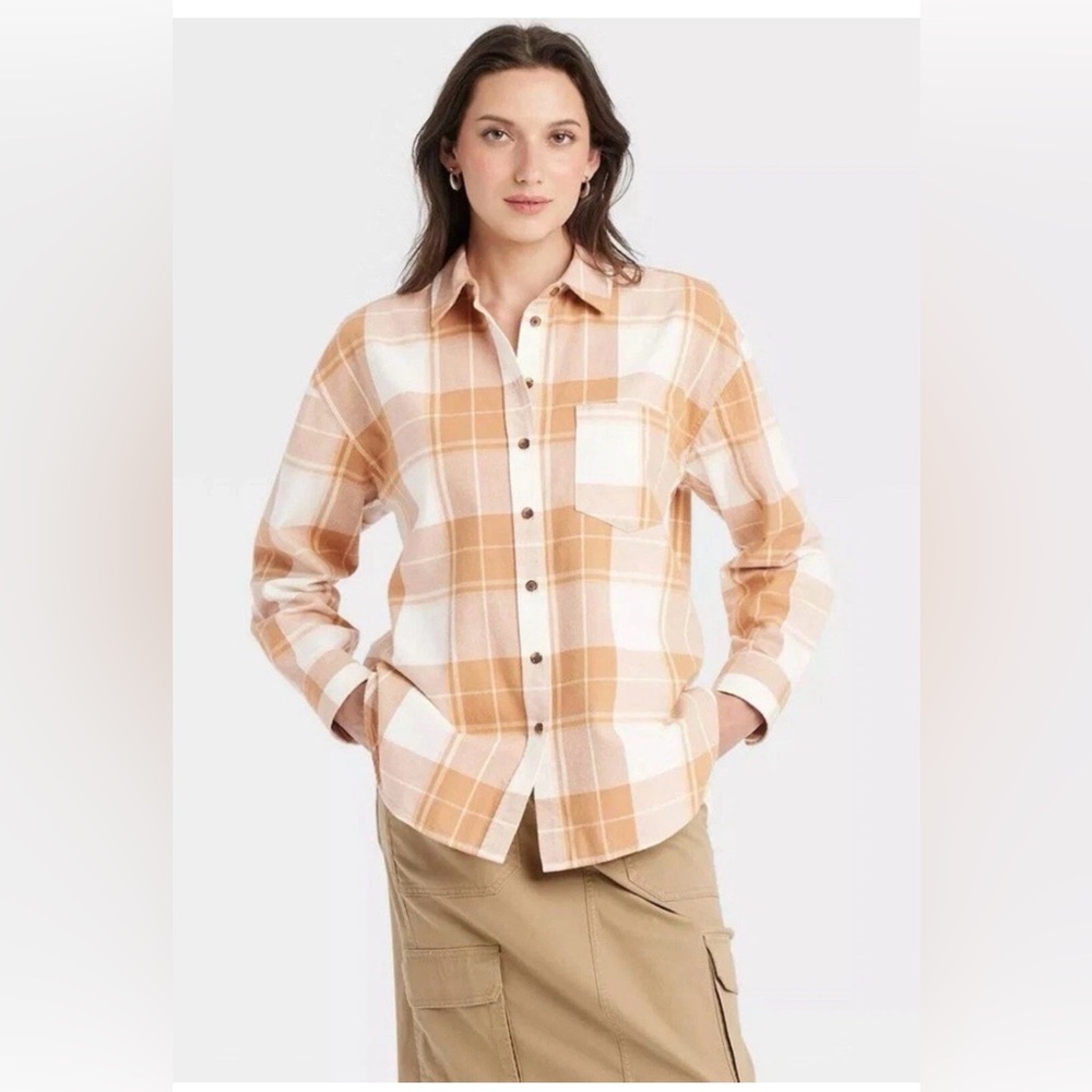 Womens Oversized Flannel Long Sleeve  Button Down Shirt Universal Thread XS